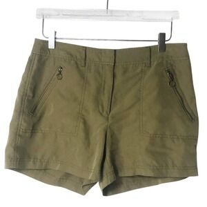 White House Black Market WHBM 4-Inch Utility Shorts Olive Green Women's Size 8